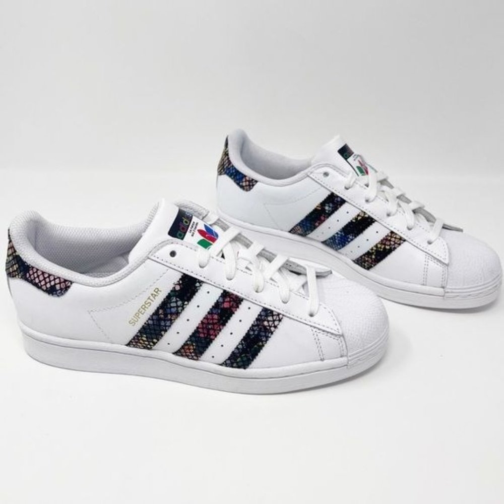 SOLD ADIDAS Superstar Snakeskin Cloud White Multi Color - Picture 2 of 15